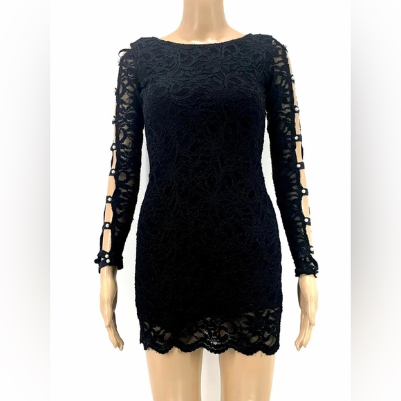 Jump Apparel black lace Pearl sleeve dress - Picture 4 of 8